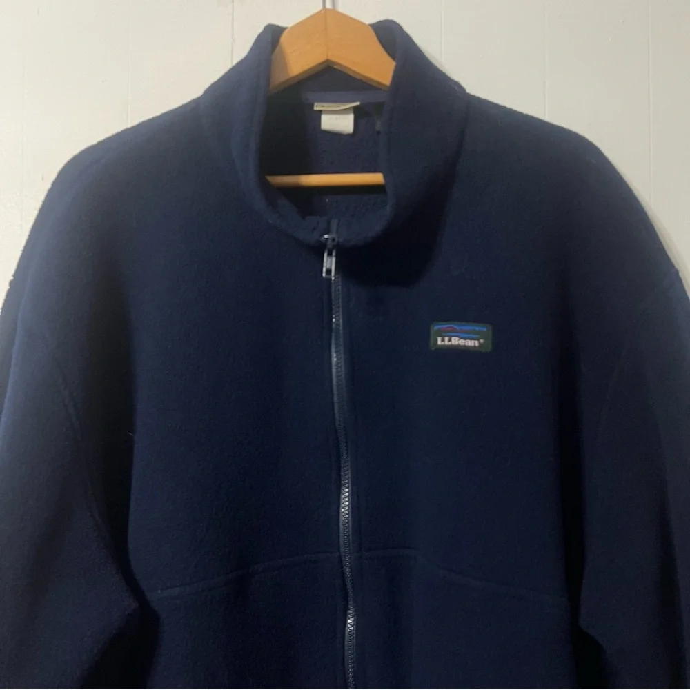 L.L. Bean Vintage 90’s Men's Deep Blue Zip-Up Fleece Jacket Size XL Tall